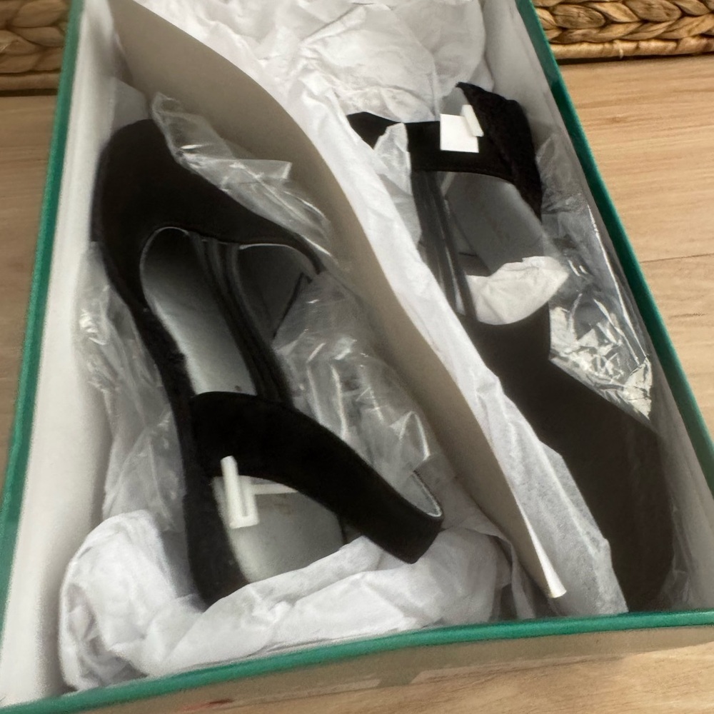 NWB! David Tate Black Nelly Nubuck Espadrille Slingbacks - Picture 3 of 10